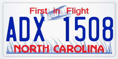 NC license plate ADX1508