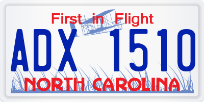 NC license plate ADX1510
