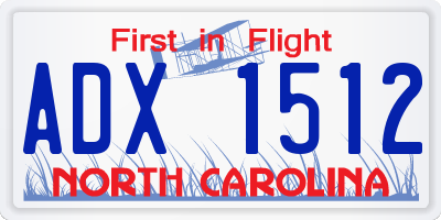 NC license plate ADX1512