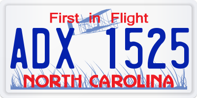 NC license plate ADX1525