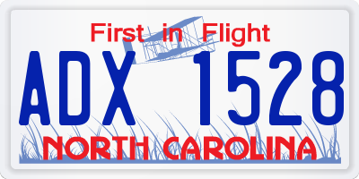 NC license plate ADX1528
