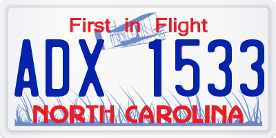 NC license plate ADX1533