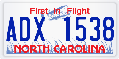 NC license plate ADX1538