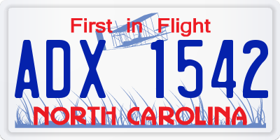 NC license plate ADX1542