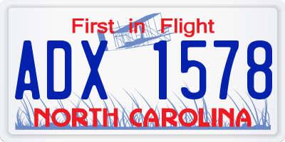 NC license plate ADX1578
