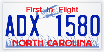 NC license plate ADX1580