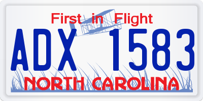 NC license plate ADX1583