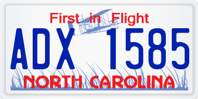 NC license plate ADX1585