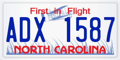NC license plate ADX1587