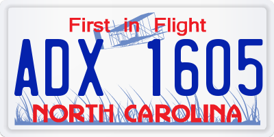 NC license plate ADX1605