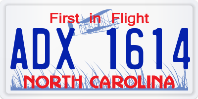 NC license plate ADX1614