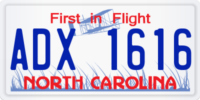NC license plate ADX1616