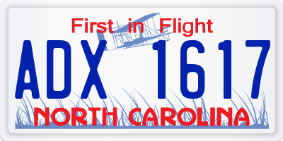 NC license plate ADX1617