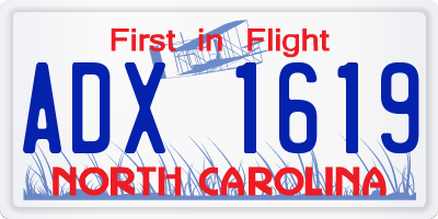 NC license plate ADX1619