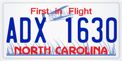 NC license plate ADX1630