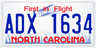 NC license plate ADX1634