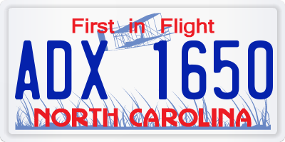 NC license plate ADX1650