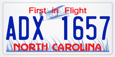 NC license plate ADX1657