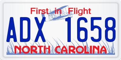 NC license plate ADX1658