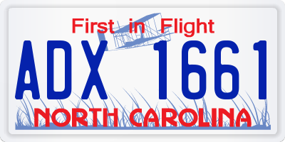 NC license plate ADX1661