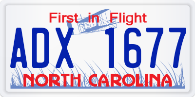 NC license plate ADX1677