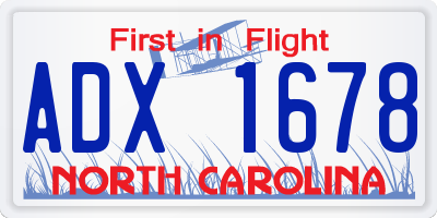 NC license plate ADX1678