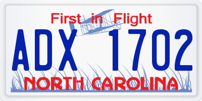NC license plate ADX1702