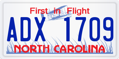 NC license plate ADX1709