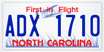 NC license plate ADX1710