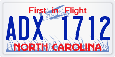 NC license plate ADX1712