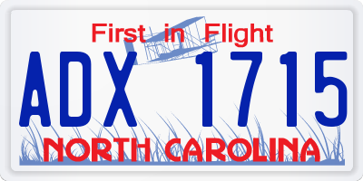 NC license plate ADX1715