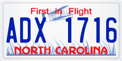 NC license plate ADX1716