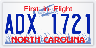 NC license plate ADX1721
