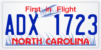 NC license plate ADX1723