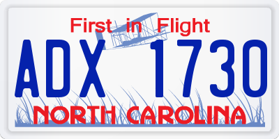 NC license plate ADX1730