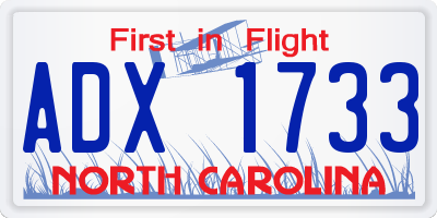NC license plate ADX1733