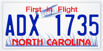 NC license plate ADX1735