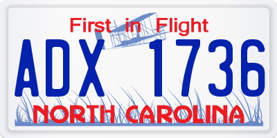 NC license plate ADX1736