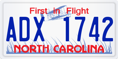 NC license plate ADX1742