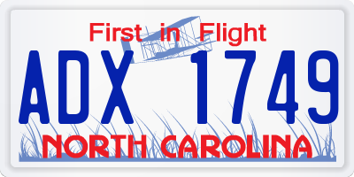 NC license plate ADX1749