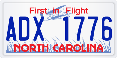 NC license plate ADX1776