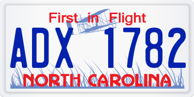 NC license plate ADX1782