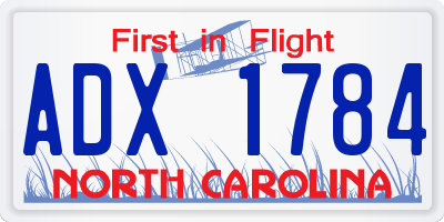 NC license plate ADX1784