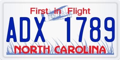 NC license plate ADX1789