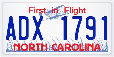 NC license plate ADX1791