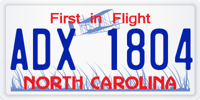 NC license plate ADX1804