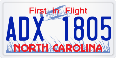 NC license plate ADX1805