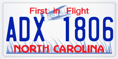 NC license plate ADX1806