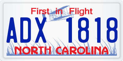 NC license plate ADX1818