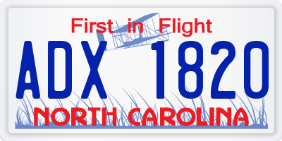 NC license plate ADX1820